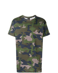olivgrünes Camouflage T-Shirt mit einem Rundhalsausschnitt von Les (Art)ists
