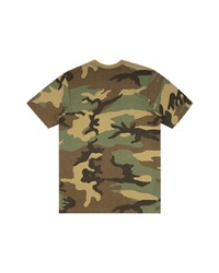 olivgrünes Camouflage T-Shirt mit einem Rundhalsausschnitt von Supreme