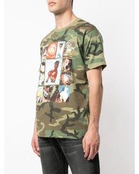 olivgrünes Camouflage T-Shirt mit einem Rundhalsausschnitt von Supreme