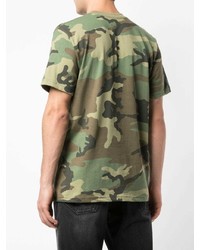 olivgrünes Camouflage T-Shirt mit einem Rundhalsausschnitt von Supreme