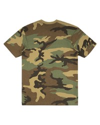 olivgrünes Camouflage T-Shirt mit einem Rundhalsausschnitt von Supreme