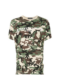olivgrünes Camouflage T-Shirt mit einem Rundhalsausschnitt von Mastermind World