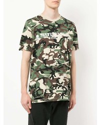 olivgrünes Camouflage T-Shirt mit einem Rundhalsausschnitt von Mastermind World