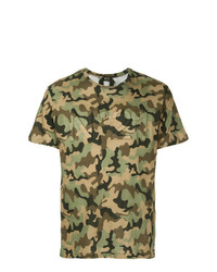 olivgrünes Camouflage T-Shirt mit einem Rundhalsausschnitt von N°21