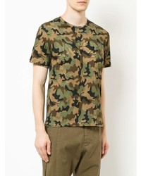 olivgrünes Camouflage T-Shirt mit einem Rundhalsausschnitt von N°21