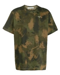 olivgrünes Camouflage T-Shirt mit einem Rundhalsausschnitt von Off-White
