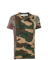 olivgrünes Camouflage T-Shirt mit einem Rundhalsausschnitt von Off-White