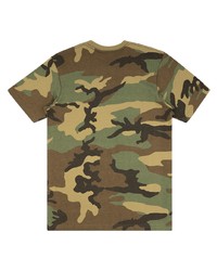 olivgrünes Camouflage T-Shirt mit einem Rundhalsausschnitt von Supreme