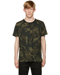 olivgrünes Camouflage T-Shirt mit einem Rundhalsausschnitt von rag & bone