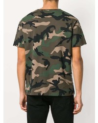 olivgrünes Camouflage T-Shirt mit einem Rundhalsausschnitt von Valentino