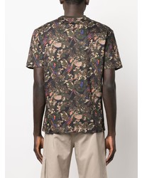 olivgrünes Camouflage T-Shirt mit einem Rundhalsausschnitt von Les Hommes