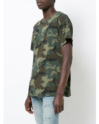 olivgrünes Camouflage T-Shirt mit einem Rundhalsausschnitt von Amiri