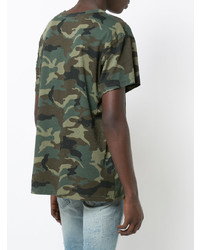 olivgrünes Camouflage T-Shirt mit einem Rundhalsausschnitt von Amiri