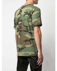 olivgrünes Camouflage T-Shirt mit einem Rundhalsausschnitt von Supreme