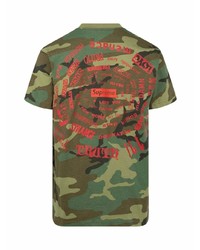 olivgrünes Camouflage T-Shirt mit einem Rundhalsausschnitt von Supreme