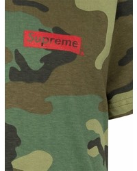 olivgrünes Camouflage T-Shirt mit einem Rundhalsausschnitt von Supreme