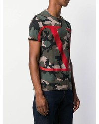 olivgrünes Camouflage T-Shirt mit einem Rundhalsausschnitt von Valentino