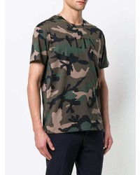 olivgrünes Camouflage T-Shirt mit einem Rundhalsausschnitt von Valentino