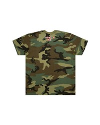 olivgrünes Camouflage T-Shirt mit einem Rundhalsausschnitt von Supreme