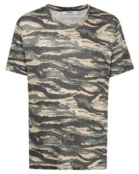 olivgrünes Camouflage T-Shirt mit einem Rundhalsausschnitt von Zadig & Voltaire