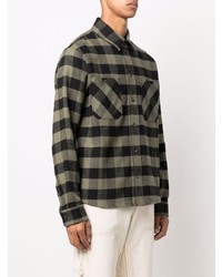 olivgrünes Flanell Langarmhemd mit Karomuster von Off-White