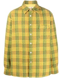olivgrünes Flanell Langarmhemd mit Schottenmuster von Marni