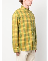 olivgrünes Flanell Langarmhemd mit Schottenmuster von Marni