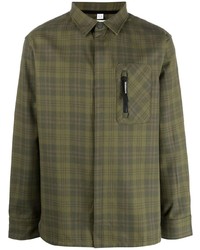 olivgrünes Flanell Langarmhemd mit Schottenmuster von Rossignol