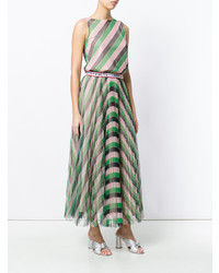 olivgrünes horizontal gestreiftes ausgestelltes Kleid von Vivetta