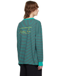 olivgrünes horizontal gestreiftes Langarmshirt von Martine Rose