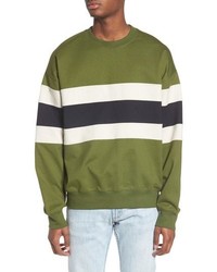 olivgrünes horizontal gestreiftes Sweatshirt