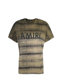 olivgrünes horizontal gestreiftes T-Shirt mit einem Rundhalsausschnitt von Amiri