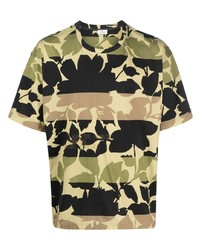 olivgrünes horizontal gestreiftes T-Shirt mit einem Rundhalsausschnitt von Etro
