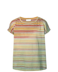 olivgrünes horizontal gestreiftes T-Shirt mit einem Rundhalsausschnitt von Faith Connexion