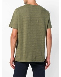 olivgrünes horizontal gestreiftes T-Shirt mit einem Rundhalsausschnitt von Ps By Paul Smith