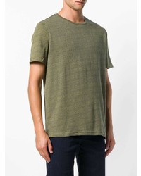 olivgrünes horizontal gestreiftes T-Shirt mit einem Rundhalsausschnitt von Ps By Paul Smith