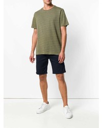 olivgrünes horizontal gestreiftes T-Shirt mit einem Rundhalsausschnitt von Ps By Paul Smith