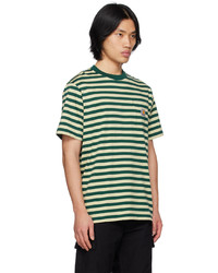 olivgrünes horizontal gestreiftes T-Shirt mit einem Rundhalsausschnitt von CARHARTT WORK IN PROGRESS