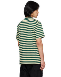 olivgrünes horizontal gestreiftes T-Shirt mit einem Rundhalsausschnitt von CARHARTT WORK IN PROGRESS