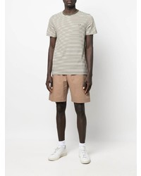 olivgrünes horizontal gestreiftes T-Shirt mit einem Rundhalsausschnitt von Fred Perry