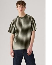 olivgrünes horizontal gestreiftes T-Shirt mit einem Rundhalsausschnitt von Levi's