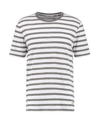 olivgrünes horizontal gestreiftes T-Shirt mit einem Rundhalsausschnitt von Minimum