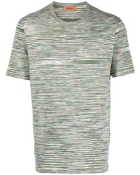 olivgrünes horizontal gestreiftes T-Shirt mit einem Rundhalsausschnitt von Missoni