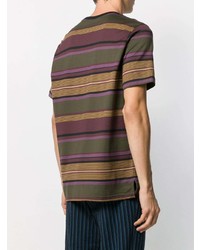 olivgrünes horizontal gestreiftes T-Shirt mit einem Rundhalsausschnitt von PS Paul Smith