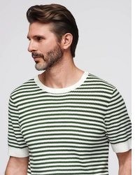olivgrünes horizontal gestreiftes T-Shirt mit einem Rundhalsausschnitt von THÉÂTRE D OMBRES