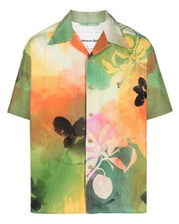 olivgrünes Kurzarmhemd mit Blumenmuster von Andersson Bell