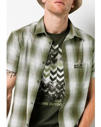 olivgrünes Kurzarmhemd mit Schottenmuster von Jack Wolfskin
