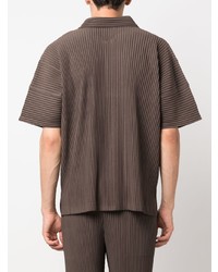 olivgrünes Kurzarmhemd von Homme Plissé Issey Miyake