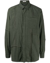 olivgrünes Langarmhemd mit Flicken von Engineered Garments