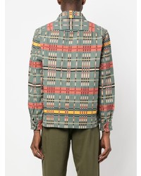 olivgrünes Langarmhemd mit geometrischem Muster von Ralph Lauren RRL